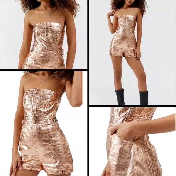 Urban Outfitters Pants - Urban Outfitters Metallic Rose Gold Romper